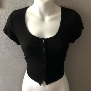 black button up crop top